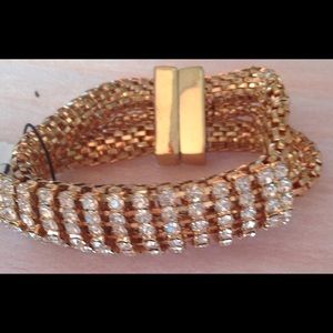 New Guess gold-tone metal clear stones bracelet